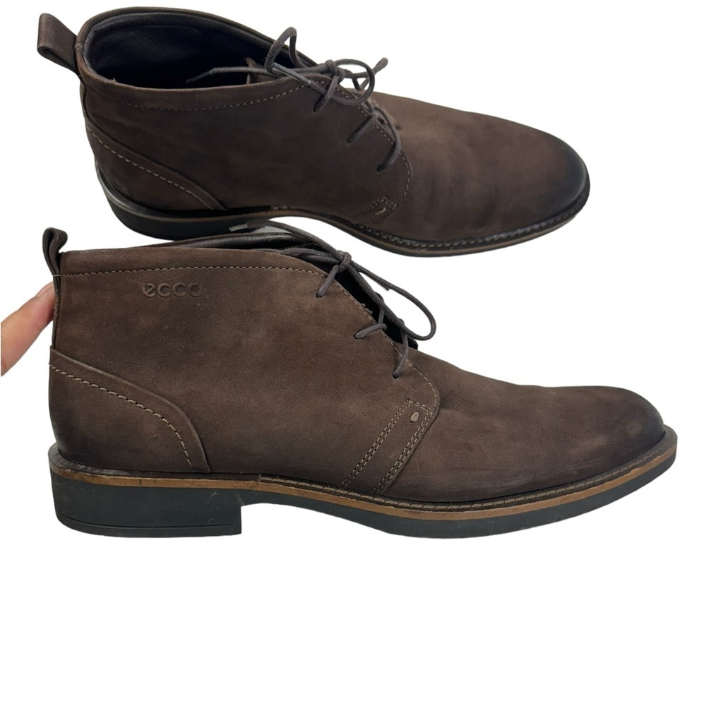 ECCO Shock Point Chukka Ankle Boots Leather Brown Men's Size 42 EUR US 8-8.5